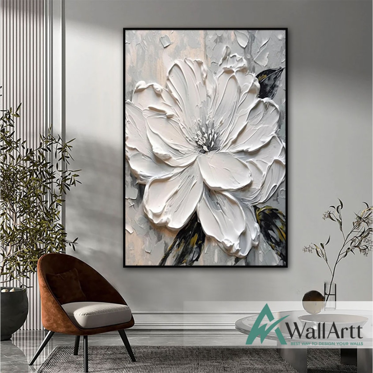 White Beauty 3D Heavy Textured Partial Oil Painting